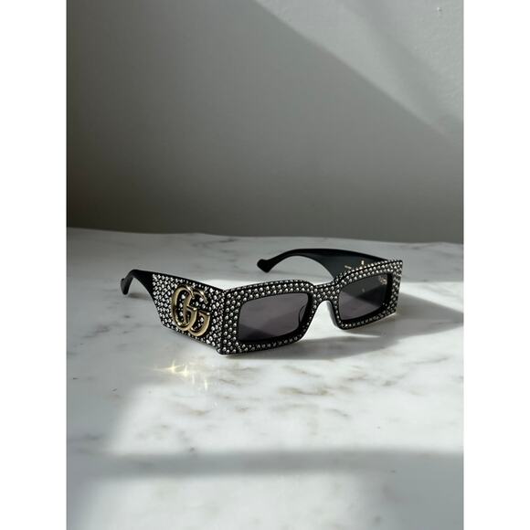 NEW Gucci GG1425S Crystal Black Marmont Sunglasses $1305